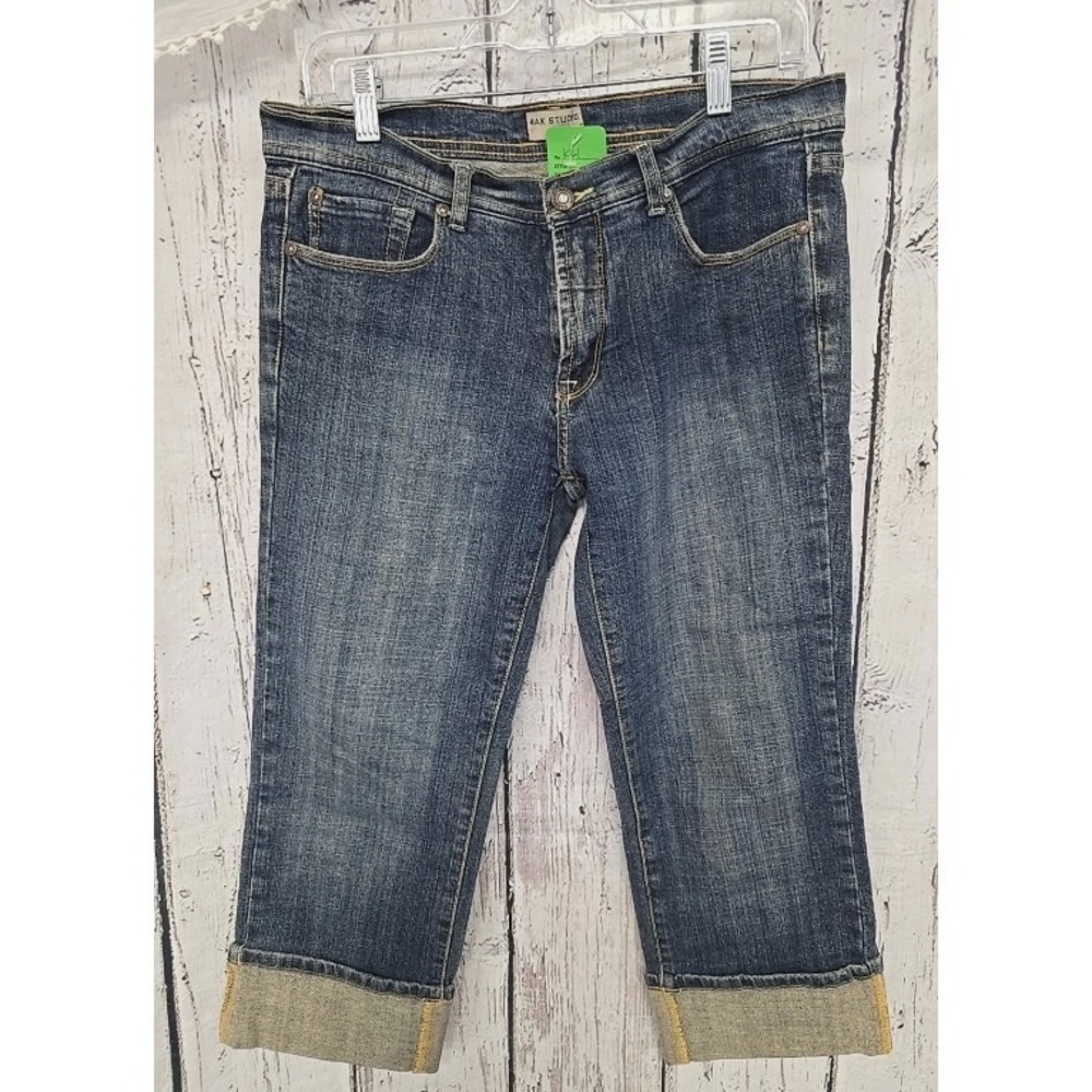 Max Studio Women's Capri Jeans Size 8 Stretch Mid Rise Straight Cuffed Denim